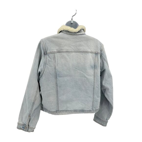 Universal Thread Jacket WMNS L Denim Sherpa-Collar Button Front Trucker Coat - Picture 10 of 10